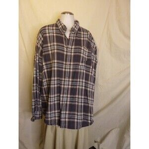 Cabela's Men's Flannel Checked Shirt-1 Pocket-Gray & Blue-2XL